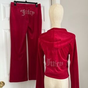 Juicy Couture Red Velour Tracksuit size large